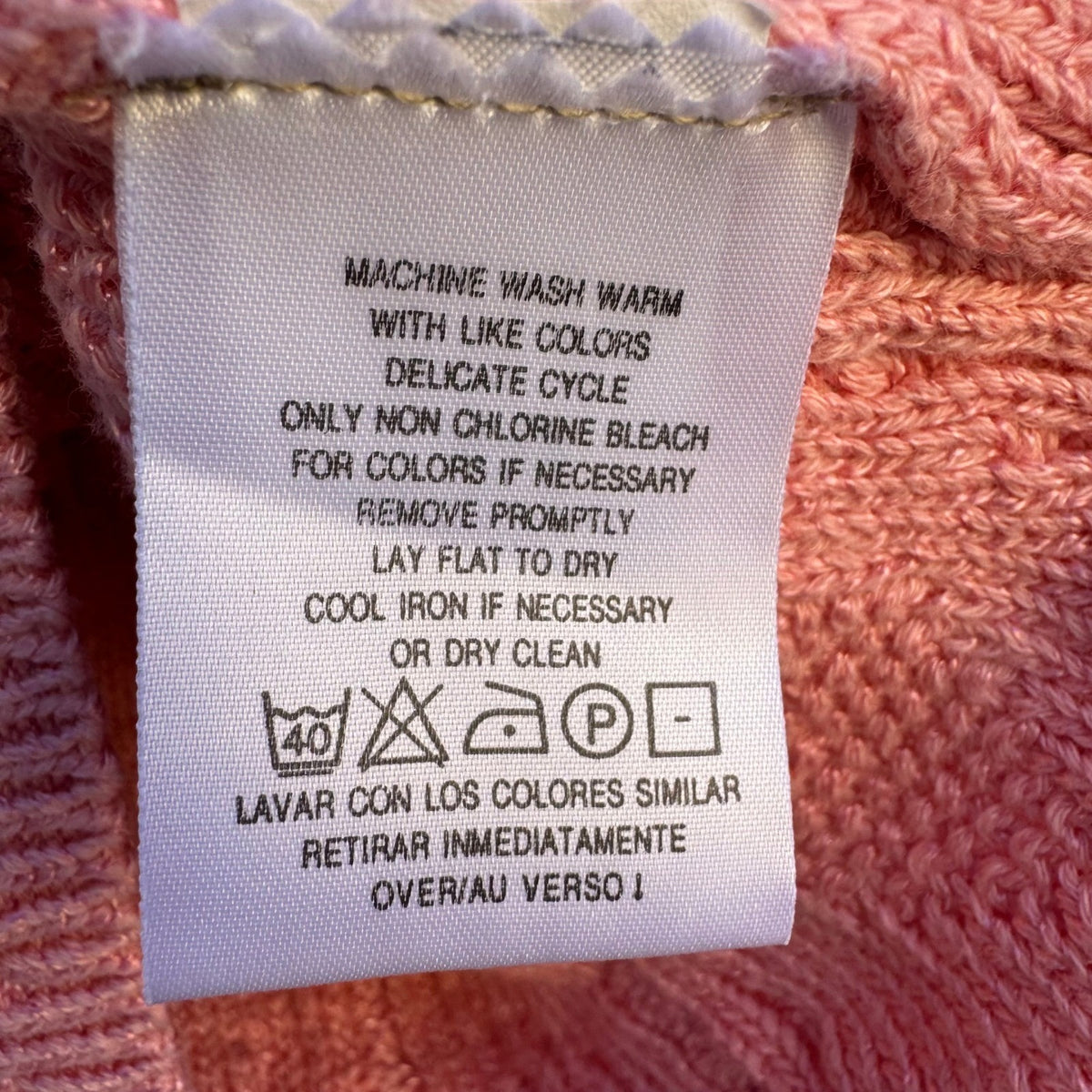 Liz Claiborne Vintage Coquette Preppy Coastal Cable Knit Crop Polo Sweater Pink