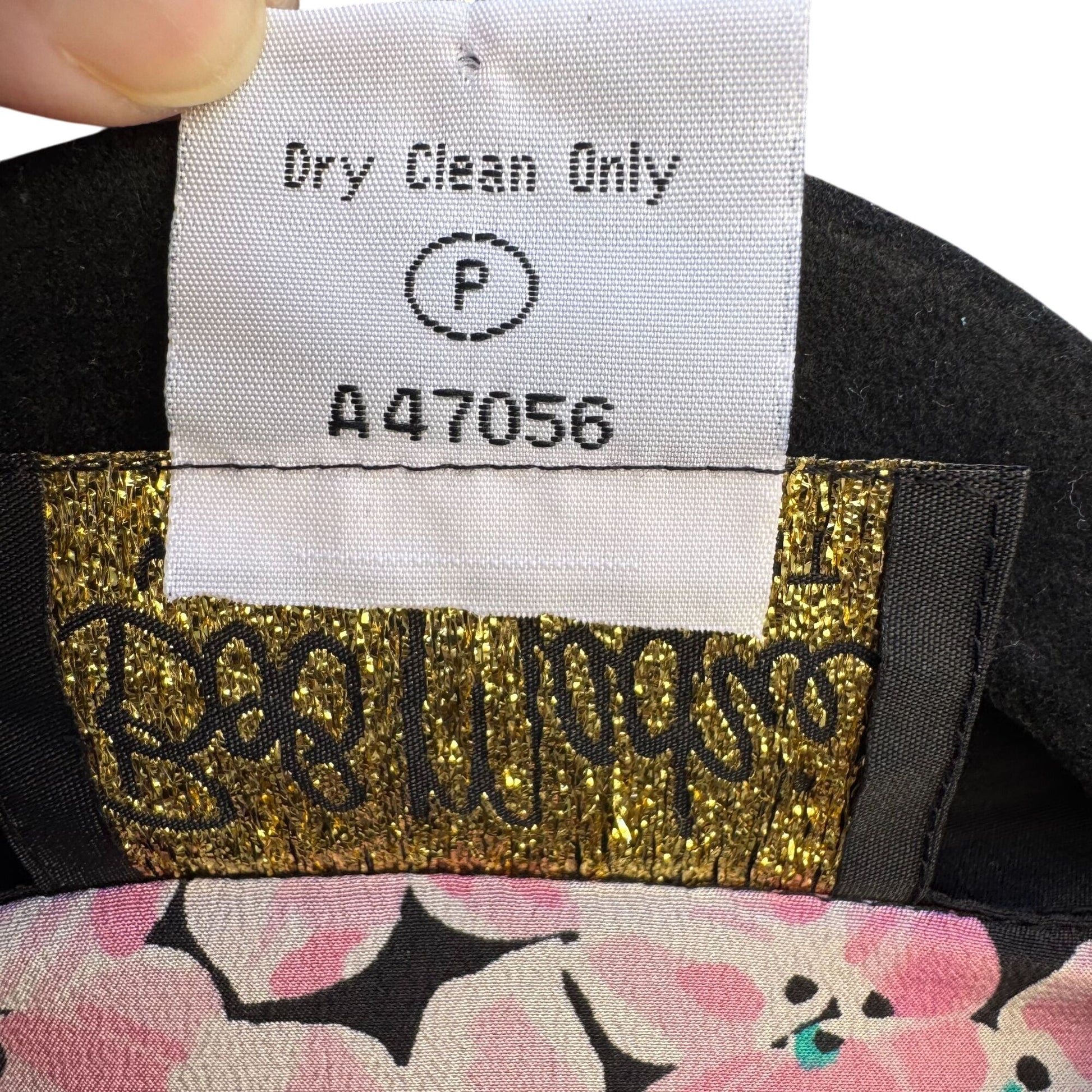 Bob Mackie Wearable Art Vintage Silk Beaded Floral Button-Up Blouse Shirt M