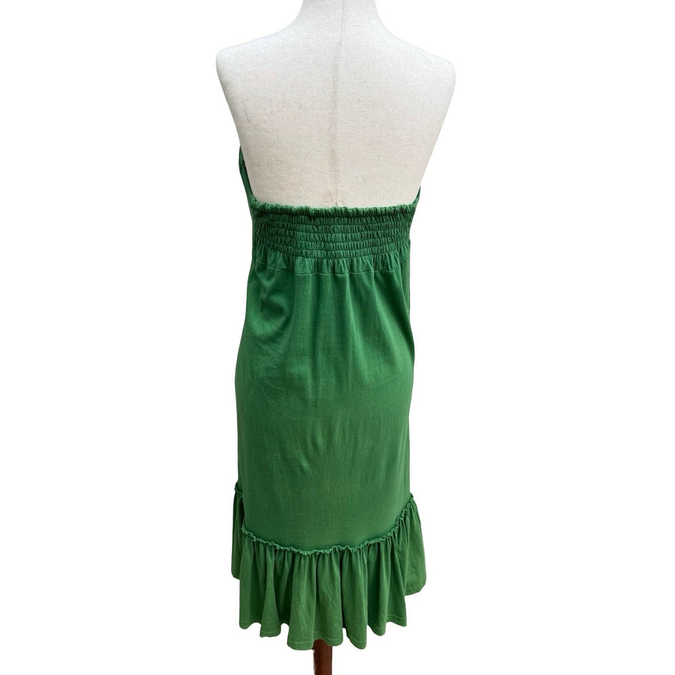 Madame A Paris Feminine French Girl Beachy Strapless Cotton Ruffle Midi Dress S