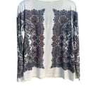 Switch Cache Long Sleeve V-Neck Paisley Print Metal Beaded Stretch Shirt Blouse Top L 2 image