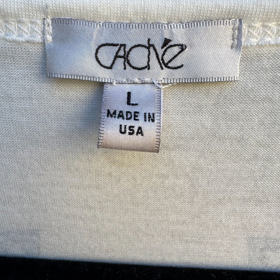 Cache Long Sleeve V-Neck Paisley Print Metal Beaded Stretch Shirt Blouse Top L