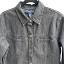 Switch Denim &amp; Co Womens Floral Embroidered Charcoal Gray Button-Up Denim Jacket New S 3 image