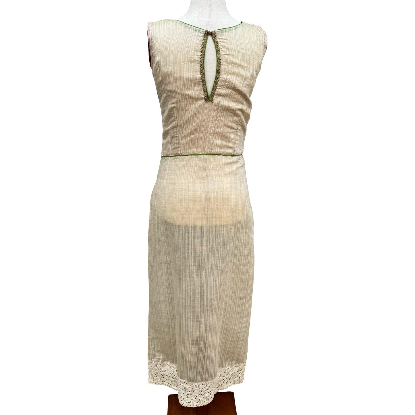 Bollywood Elegant Formal Gold Texture Floral Lace Beaded Sleeveless Kurta Tunic