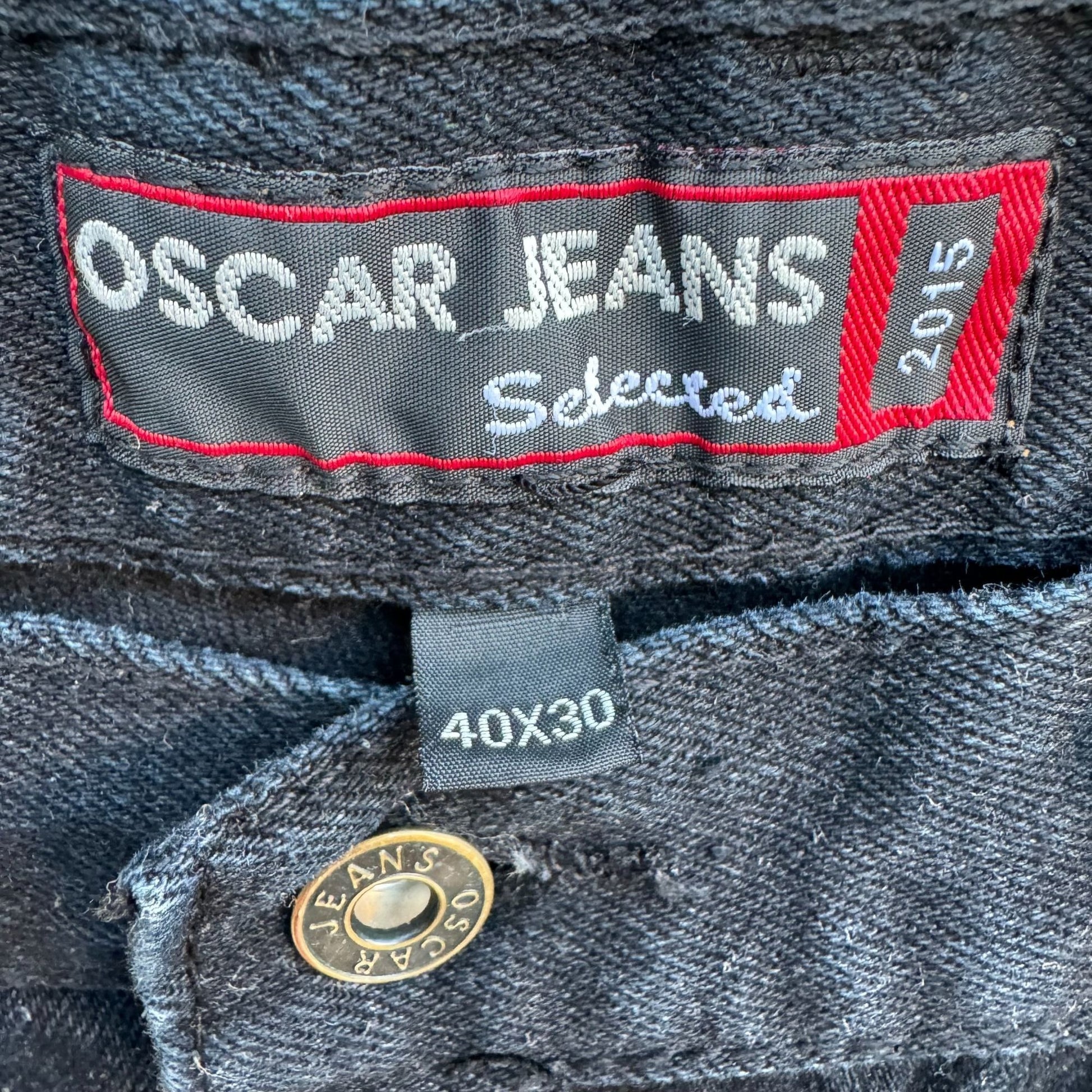 Oscar Jeans Selected 2015 Mens Black Denim Straight Leg Baggy Jeans 40" x 30"