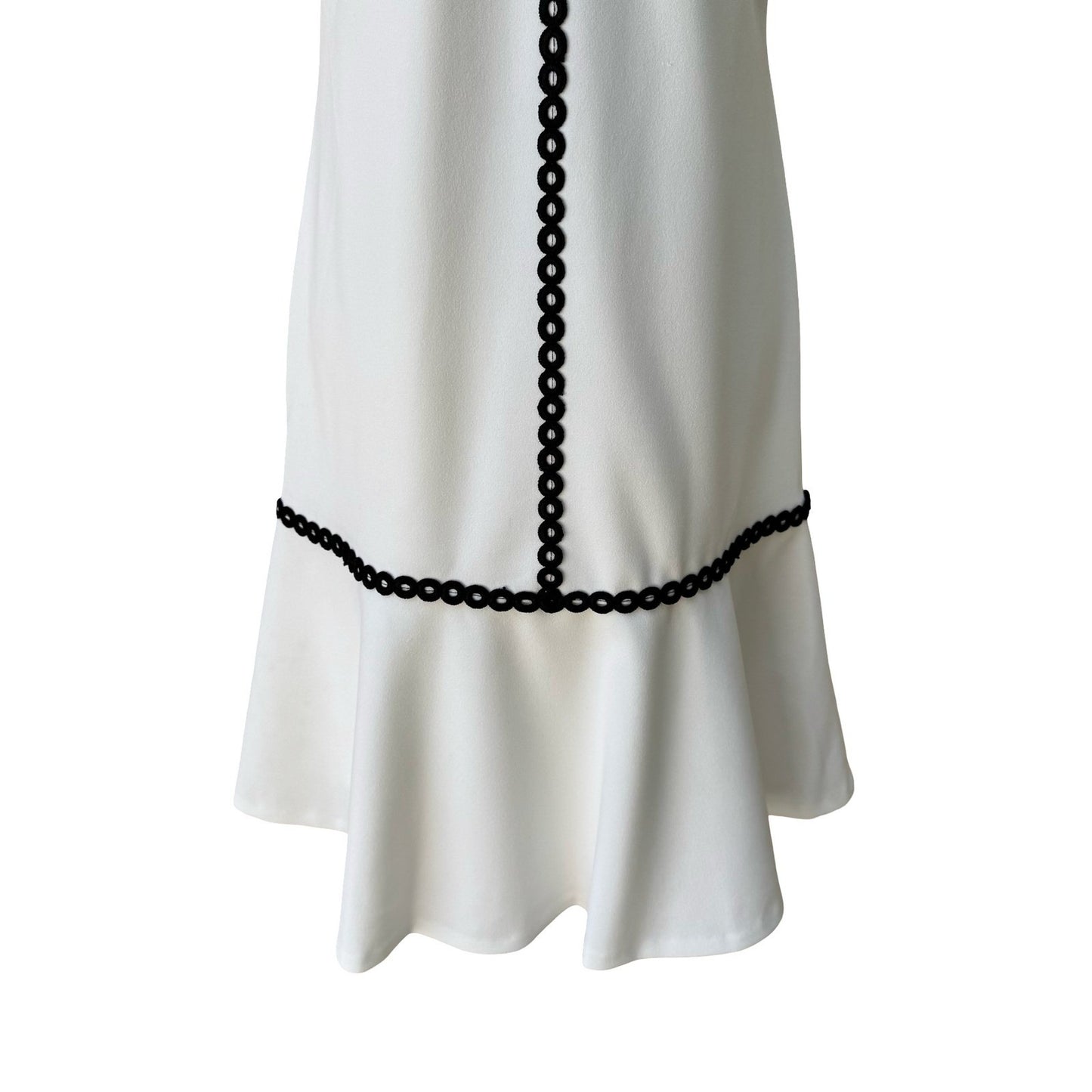 Calvin Klein Mod Minimalist Feminine Sleeveless Midi Dress Black Crochet Trim 4