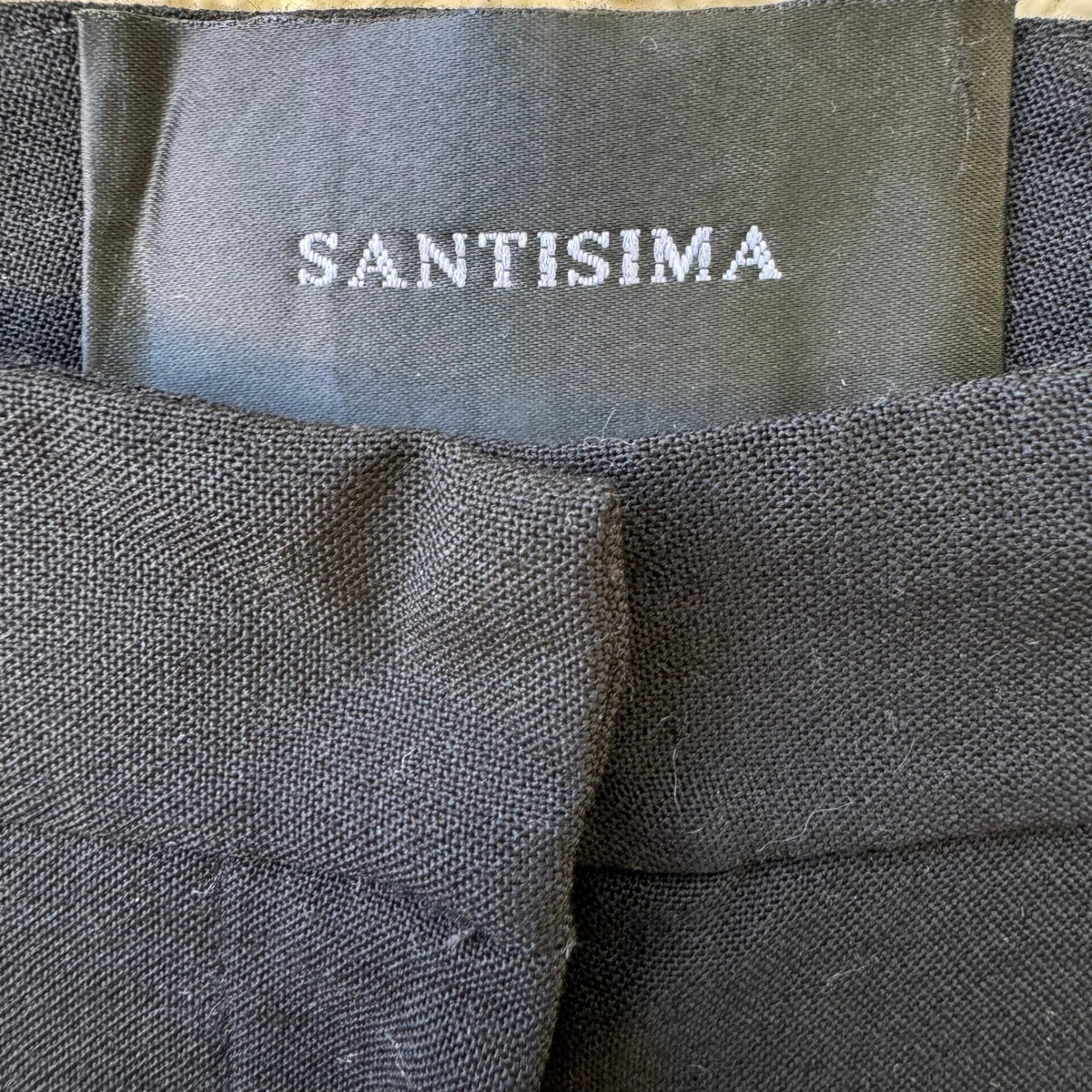 Santisima Vintage Y2K 90s Minimalist Black Wool Blend Tailored Flare Leg Pants 4