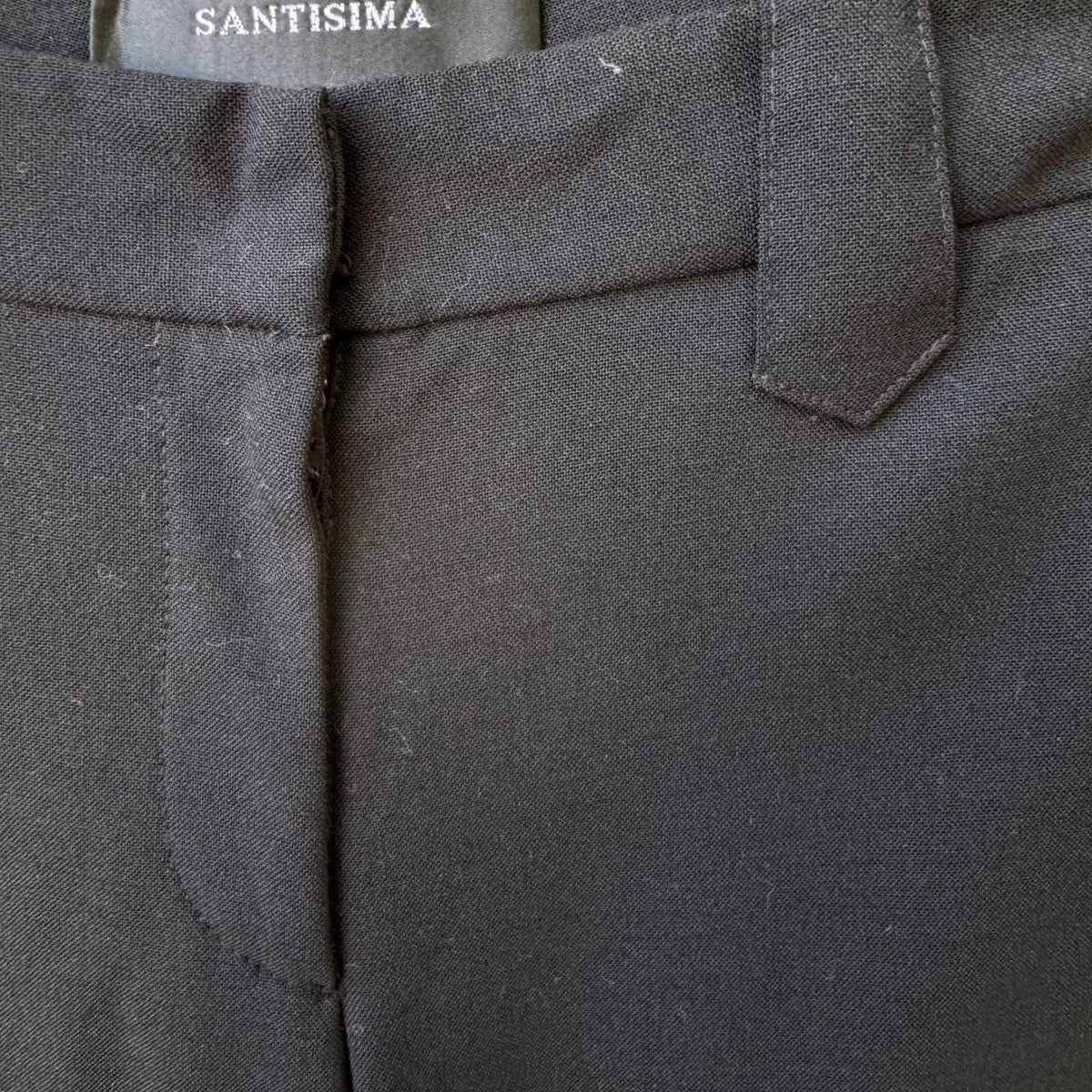 Santisima Vintage Y2K 90s Minimalist Black Wool Blend Tailored Flare Leg Pants 4