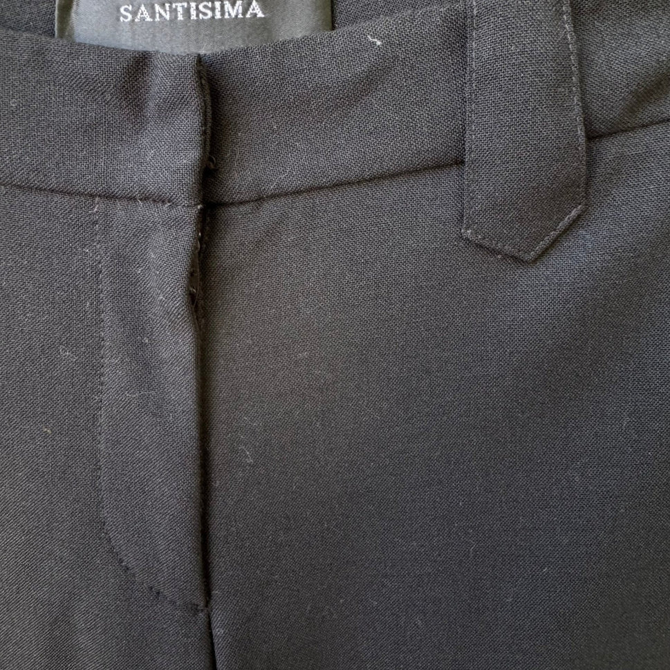 Santisima Vintage Y2K 90s Minimalist Black Wool Blend Tailored Flare Leg Pants 4