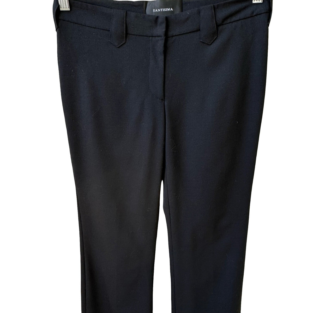 Santisima Vintage Y2K 90s Minimalist Black Wool Blend Tailored Flare Leg Pants 4