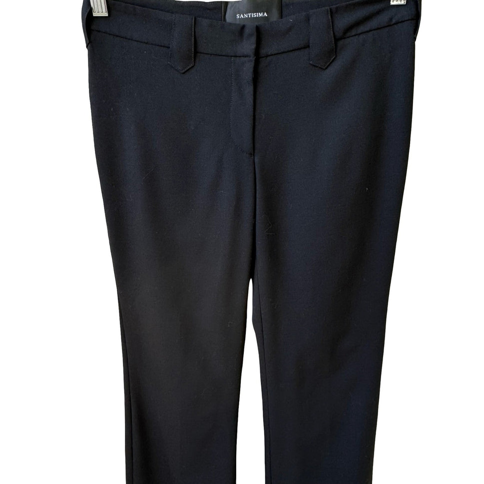 Santisima Vintage Y2K 90s Minimalist Black Wool Blend Tailored Flare Leg Pants 4