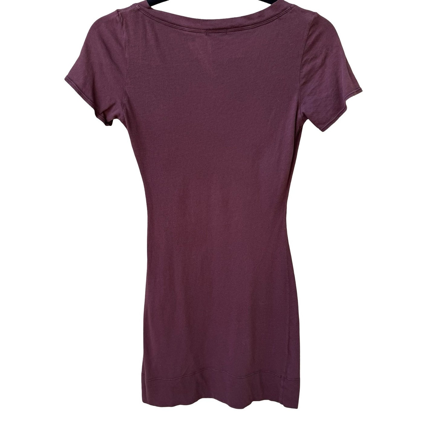 Y2K Minimalist Burgundy V-Neck Earthy Grunge Slim Fit Longline T-Shirt Tunic