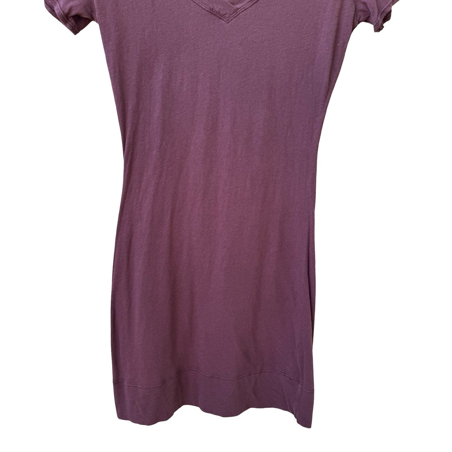 Y2K Minimalist Burgundy V-Neck Earthy Grunge Slim Fit Longline T-Shirt Tunic