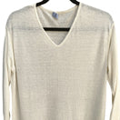 Switch IKI Womens Cream V-Neck Lightweight Italian Linen Knit 3/4 Sleeve Pullover Top L 2 image