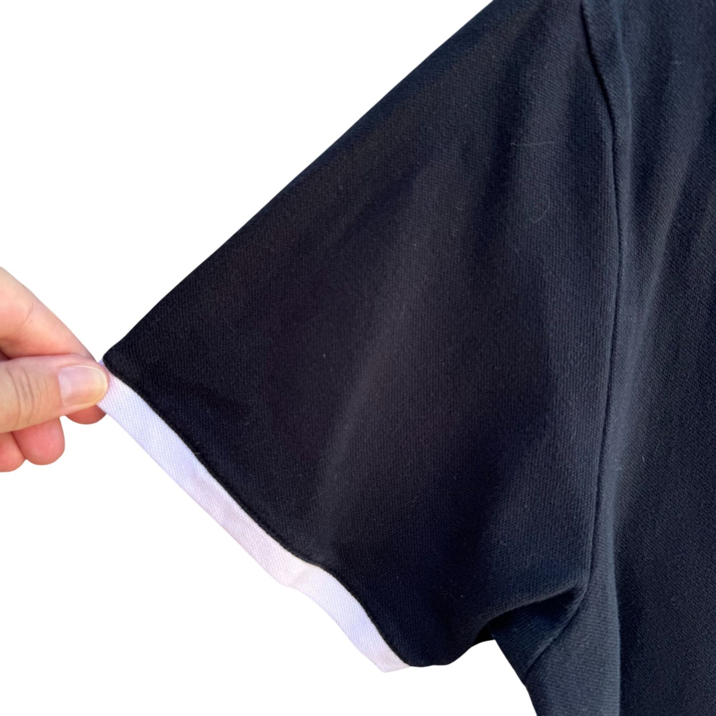 Esprit Vintage 80s 90s Black White Collar Retro Chic Preppy Crop Polo Shirt L