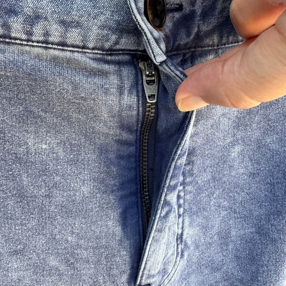 32 Bar Blues Mens XL Acid Wash Button Zip Slash Pocket Denim Look Jeggings