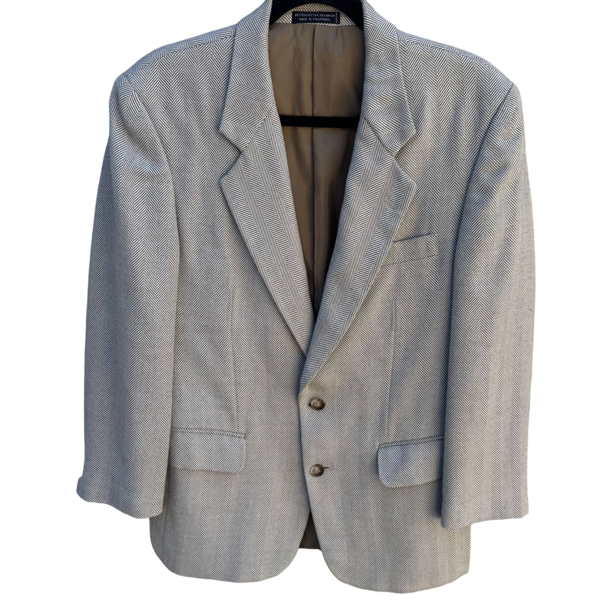 Venezia Vintage Mens Tan Two Button Single Breasted Herringbone Blazer Jacket 36