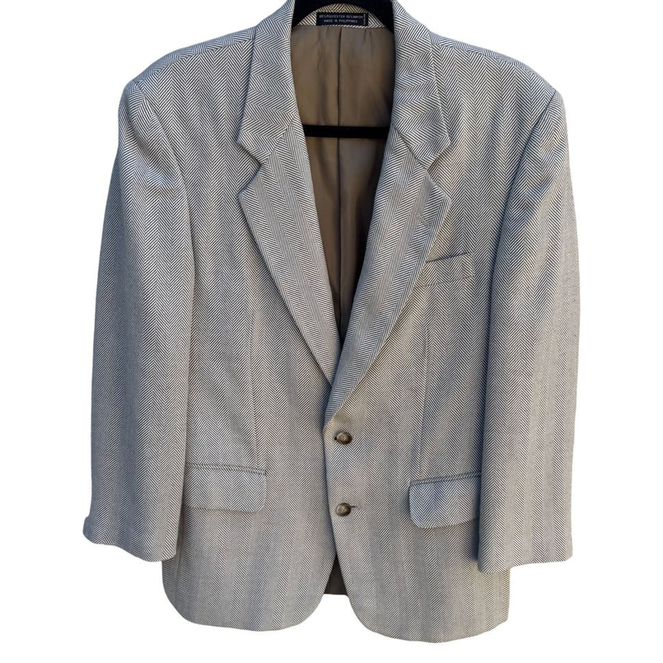 Venezia Vintage Mens Tan Two Button Single Breasted Herringbone Blazer Jacket 36