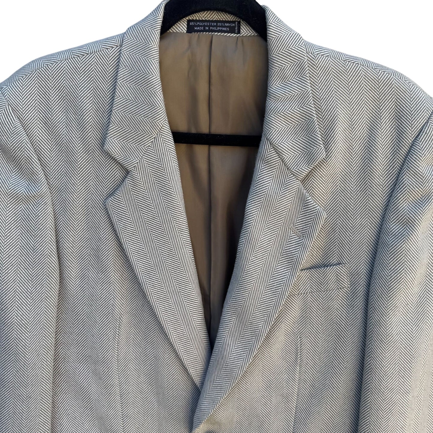Venezia Vintage Mens Tan Two Button Single Breasted Herringbone Blazer Jacket 36