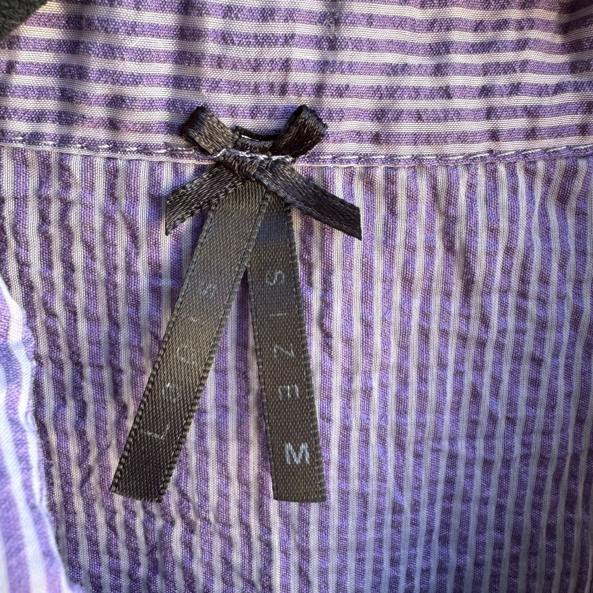 Lapis Y2K Womens Purple Striped Sleeveless Preppy Cottage Ruffle Blouse Shirt M