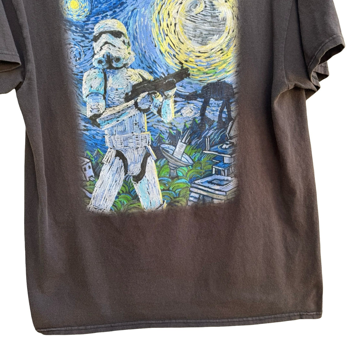 Star Wars Stormtrooper Starry Night Van Gogh Graphic T-Shirt Fifth Sun Sci Fi L