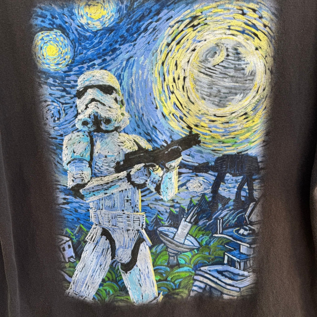 Star Wars Stormtrooper Starry Night Van Gogh Graphic T-Shirt Fifth Sun Sci Fi L