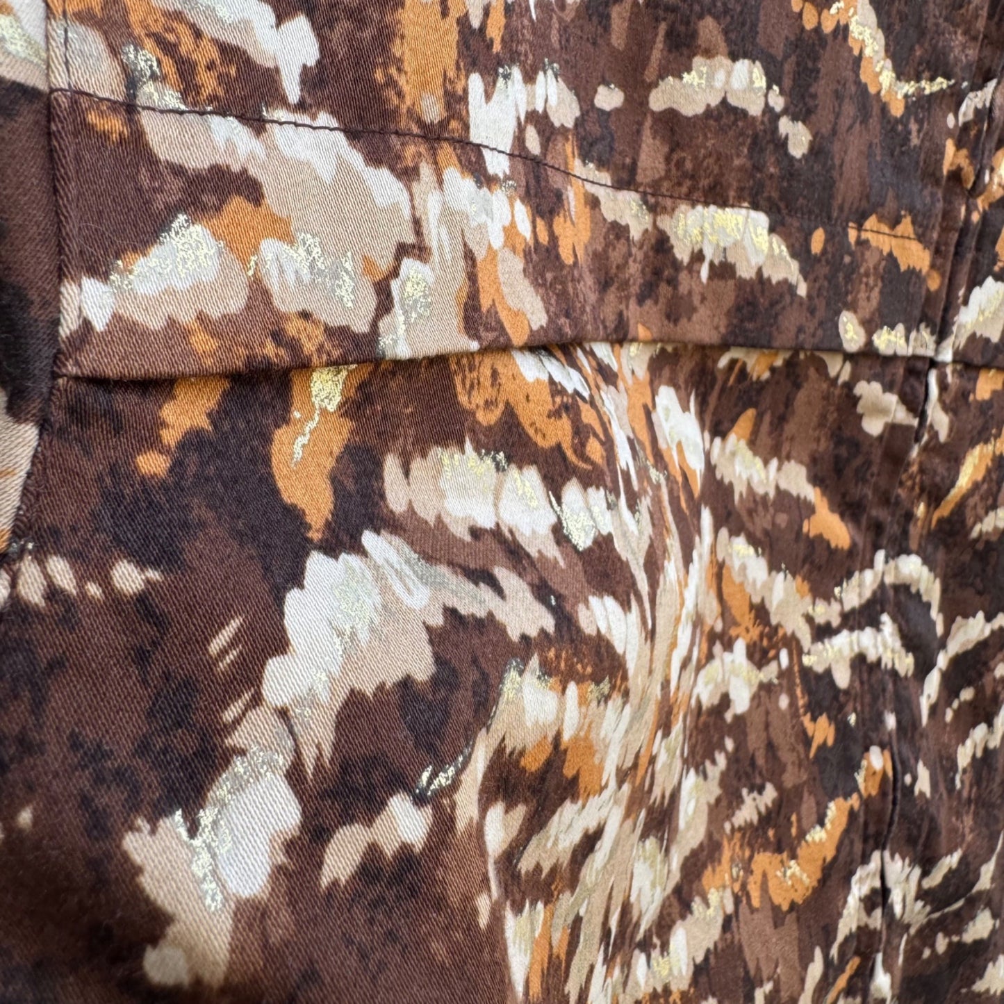 Alfred Dunner Vintage Womens Brown Tan Abstract Animal Print Zip Bomber Jacket