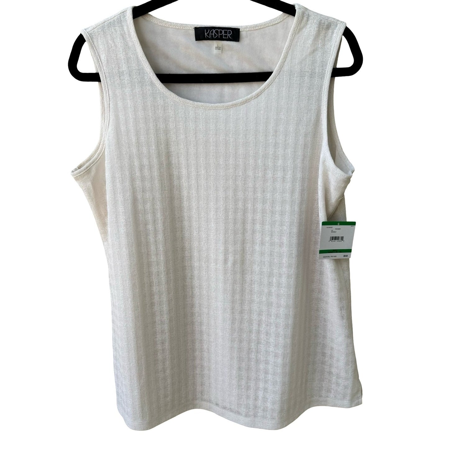 Kasper Minimalist Layering Textured Knit Sleeveless Scoop Neck Blouse L NEW