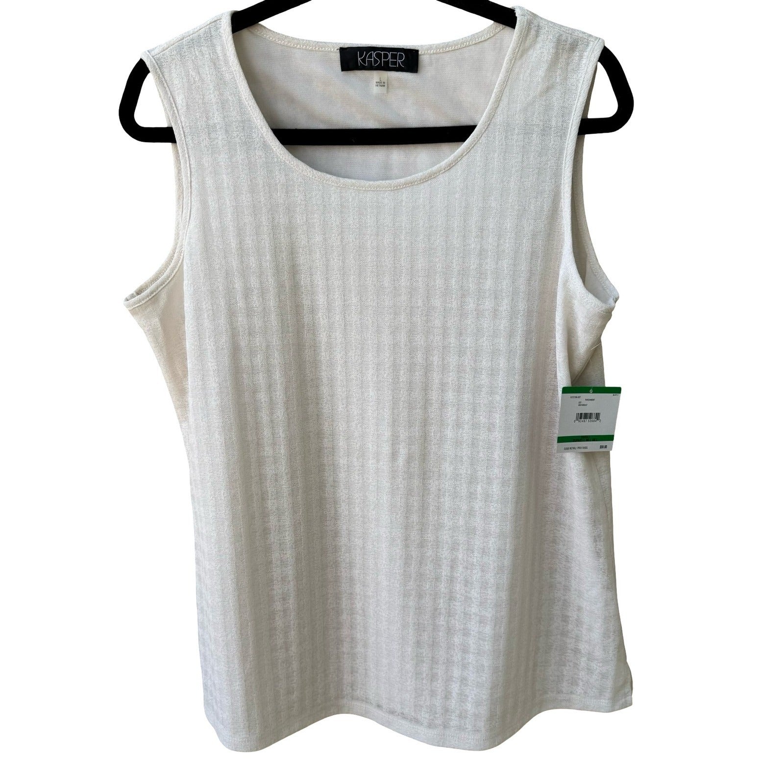 Kasper Minimalist Layering Textured Knit Sleeveless Scoop Neck Blouse L NEW