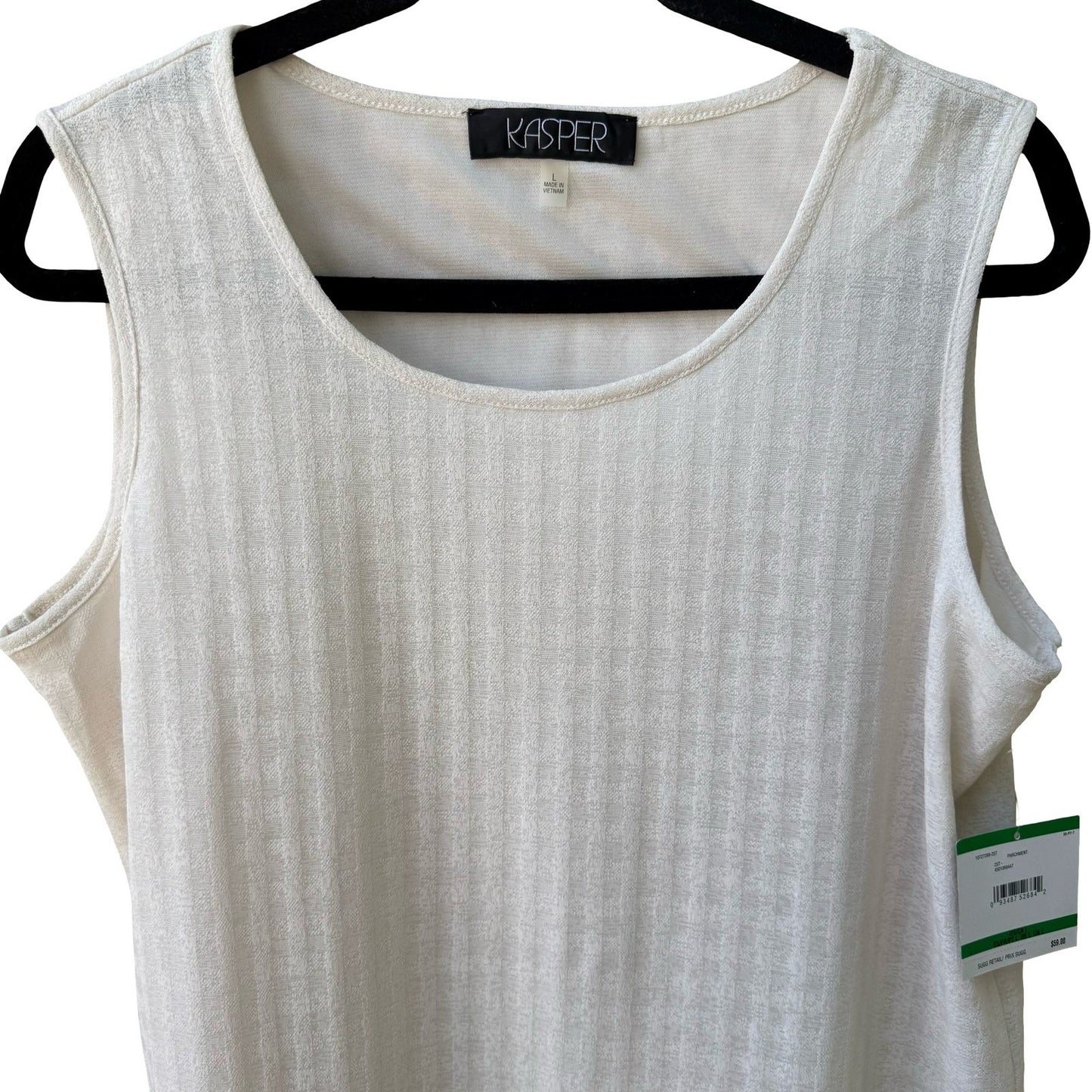 Kasper Minimalist Layering Textured Knit Sleeveless Scoop Neck Blouse L NEW
