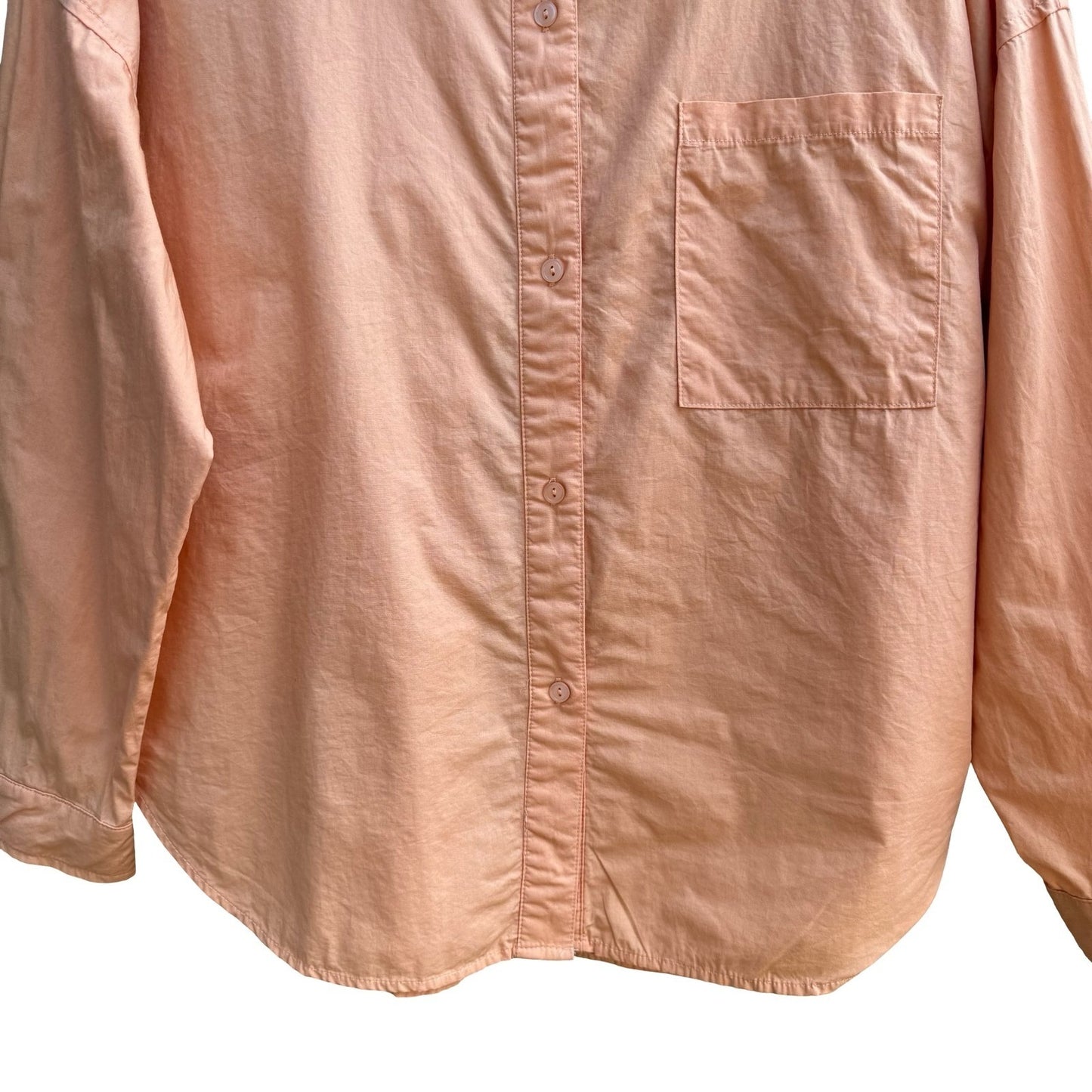 Le Lis Collection Coastal 100% Cotton Minimalist Shirt Oversized Pastel Peach M