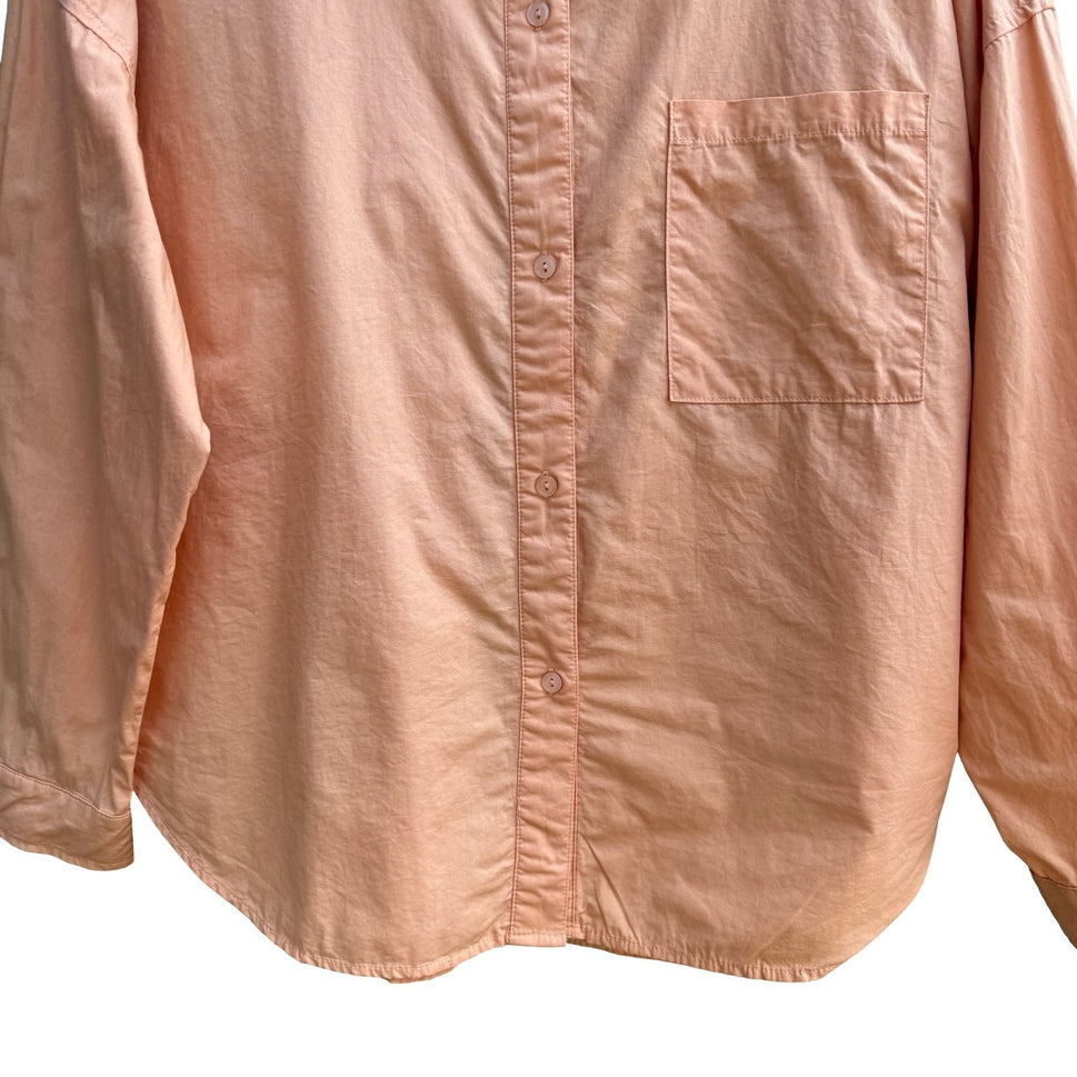 Le Lis Collection Coastal 100% Cotton Minimalist Shirt Oversized Pastel Peach M