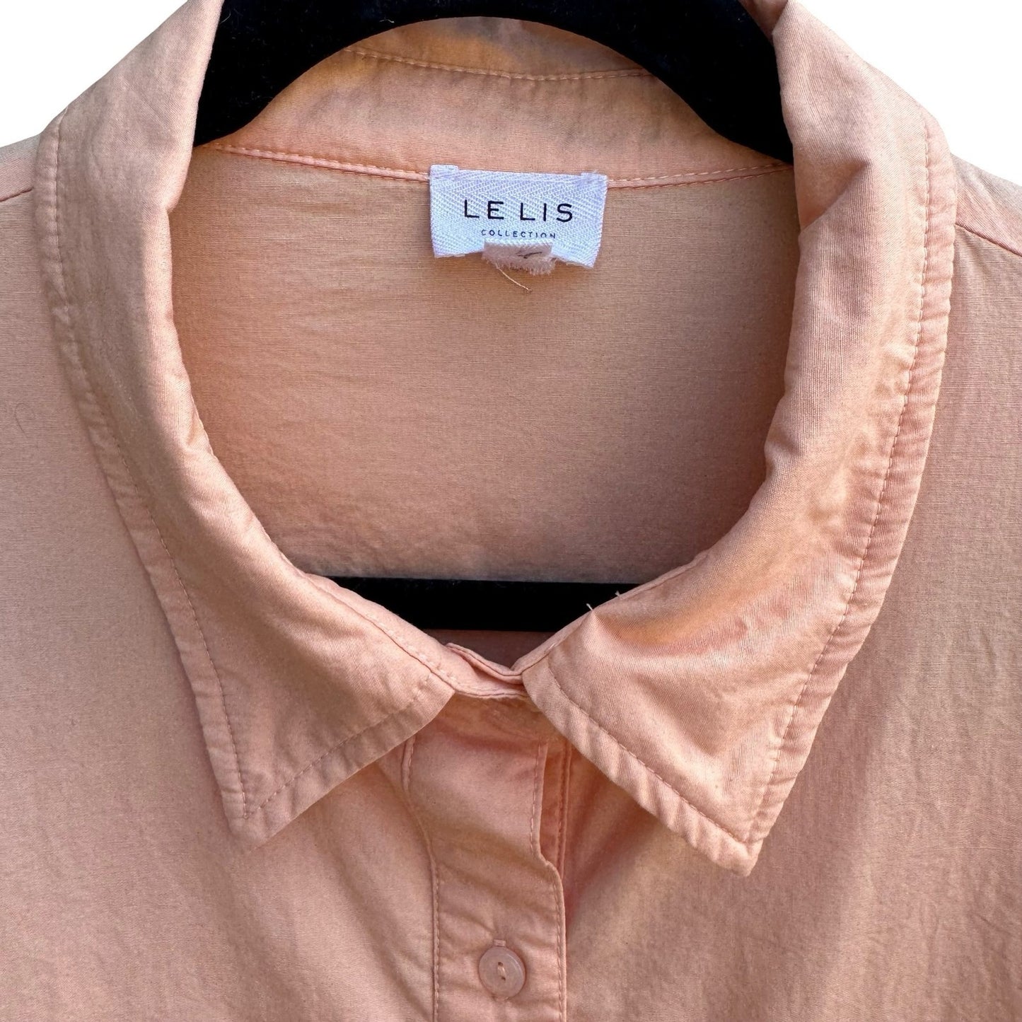 Le Lis Collection Coastal 100% Cotton Minimalist Shirt Oversized Pastel Peach M