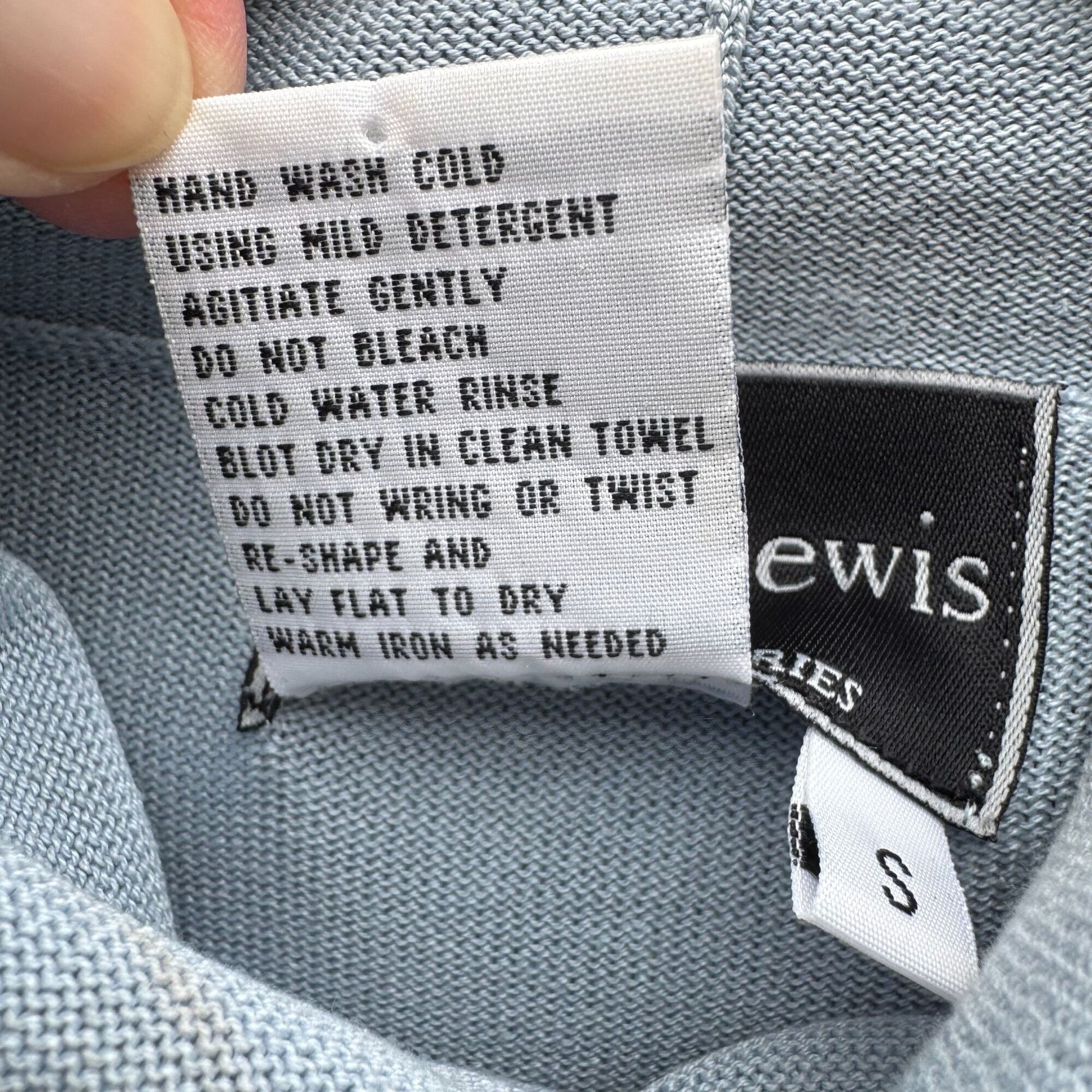 Terry Lewis Vintage Blue Sleeveless Knit Silk Cotton Blend Turtleneck Tunic Top S