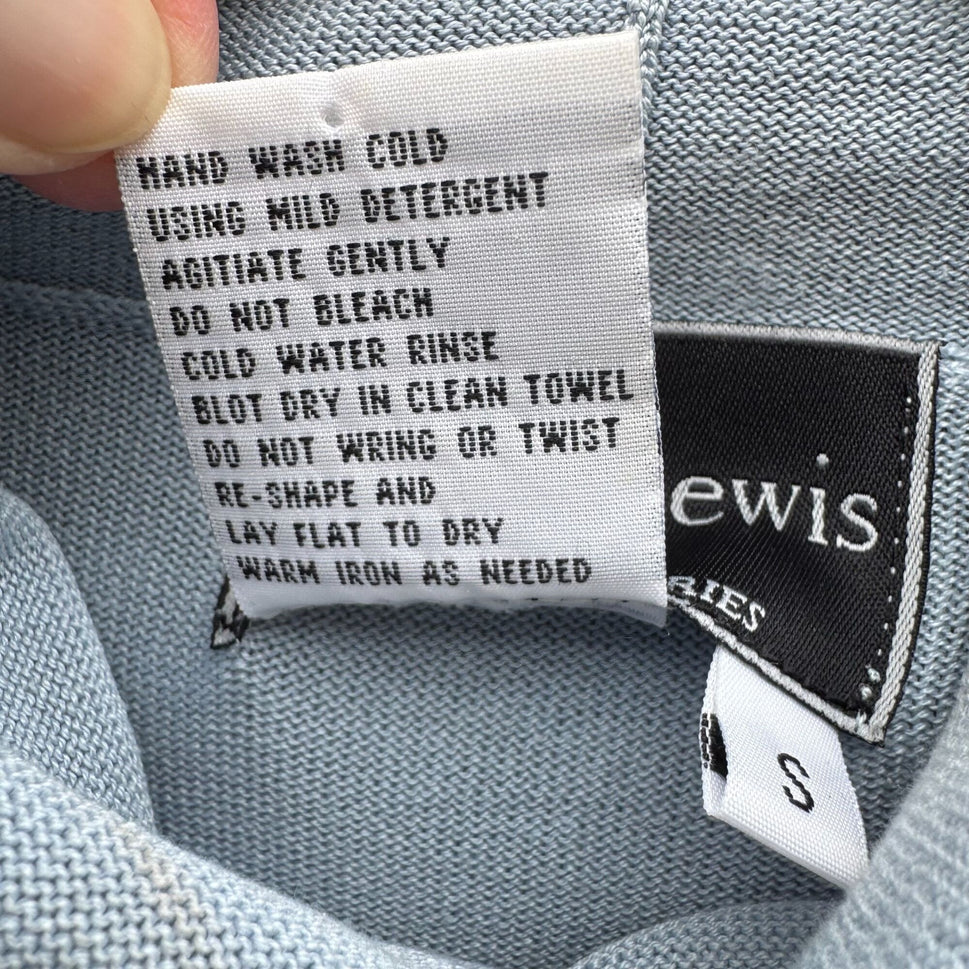 Terry Lewis Vintage Blue Sleeveless Knit Silk Cotton Blend Turtleneck Tunic Top S