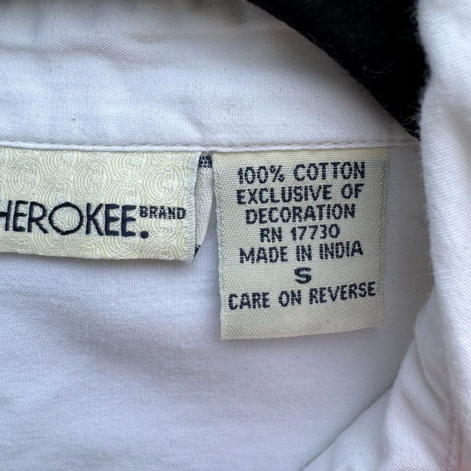 Cherokee Womens Button-Up Floral Embroidery All Cotton Long Sleeve Shirt Blouse