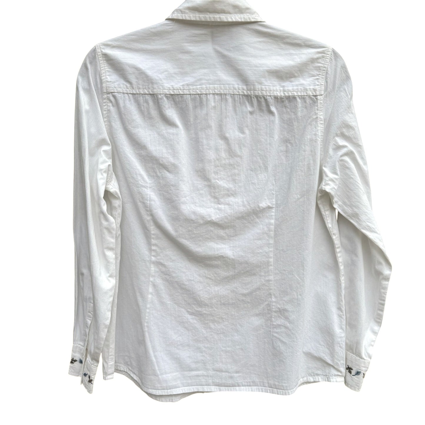 Cherokee Womens Button-Up Floral Embroidery All Cotton Long Sleeve Shirt Blouse