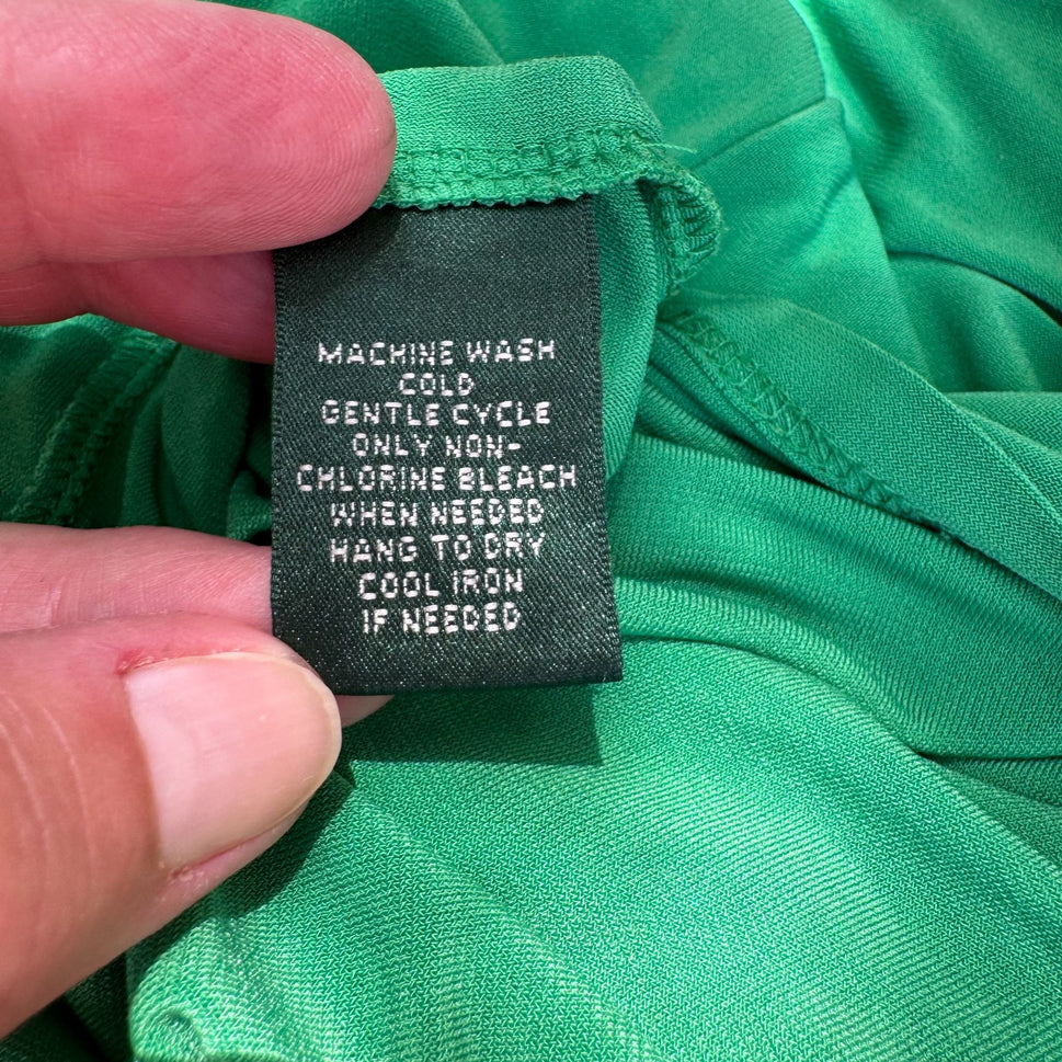 Lauren Ralph Lauren Womens Green Deep V Neck Draped Side Ruched Midi Dress 14