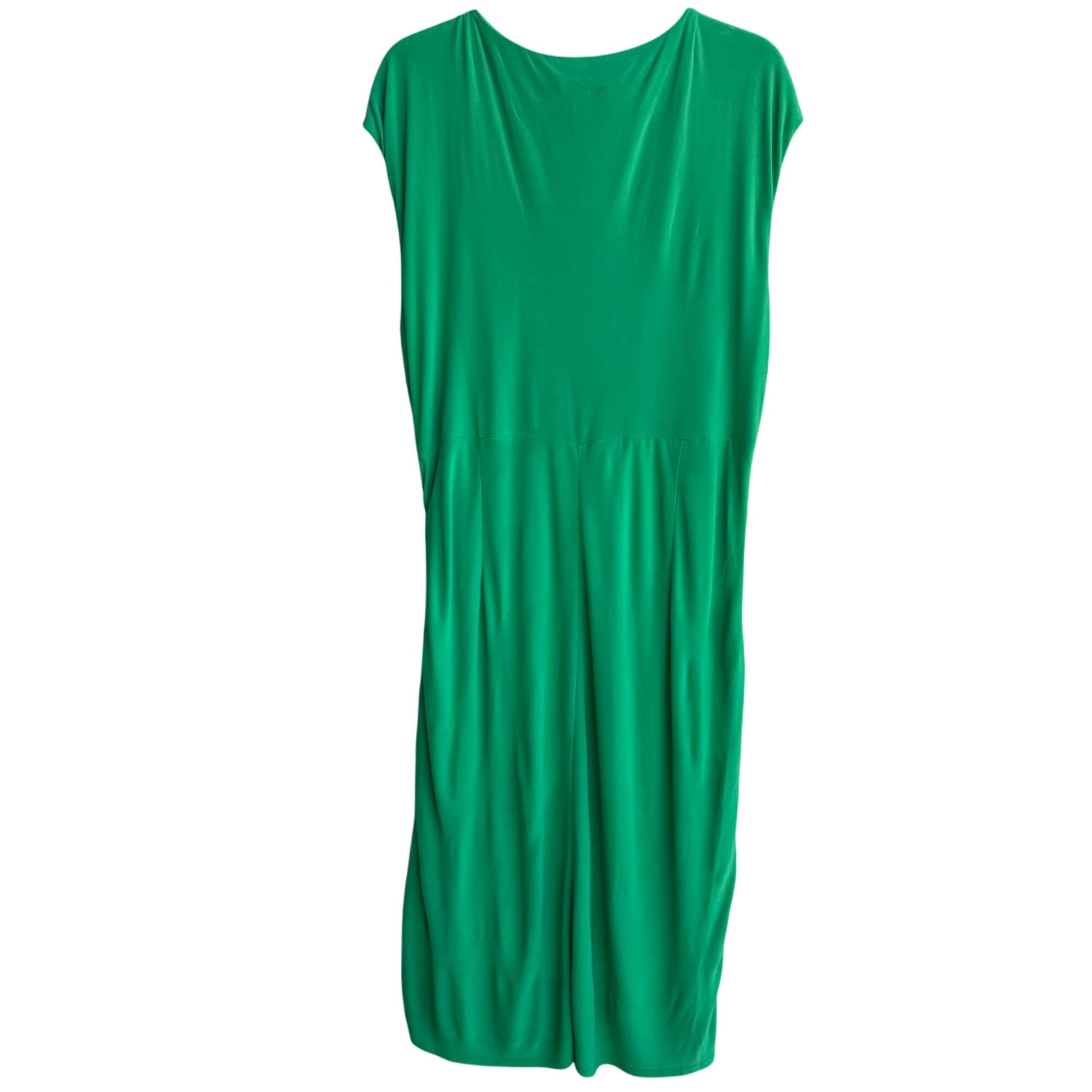 Lauren Ralph Lauren Womens Green Deep V Neck Draped Side Ruched Midi Dress 14