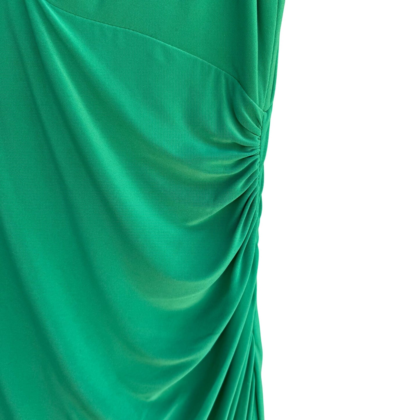 Lauren Ralph Lauren Womens Green Deep V Neck Draped Side Ruched Midi Dress 14