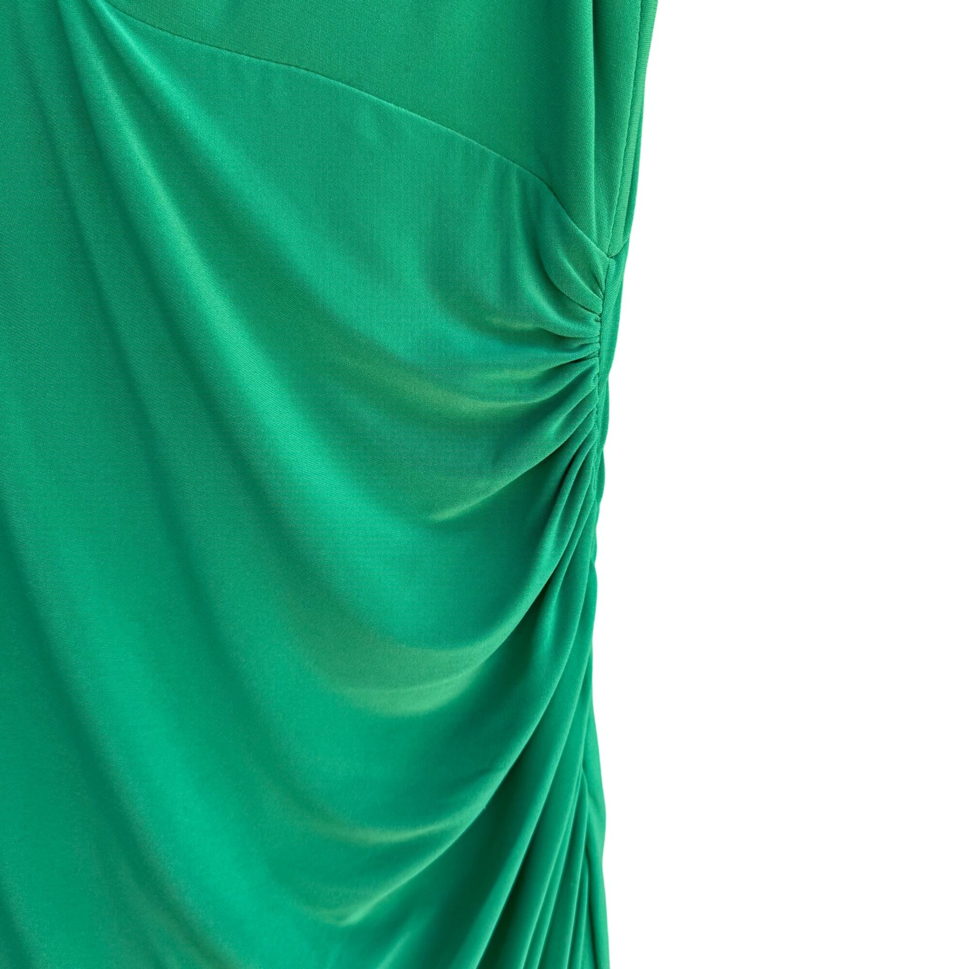 Lauren Ralph Lauren Womens Green Deep V Neck Draped Side Ruched Midi Dress 14