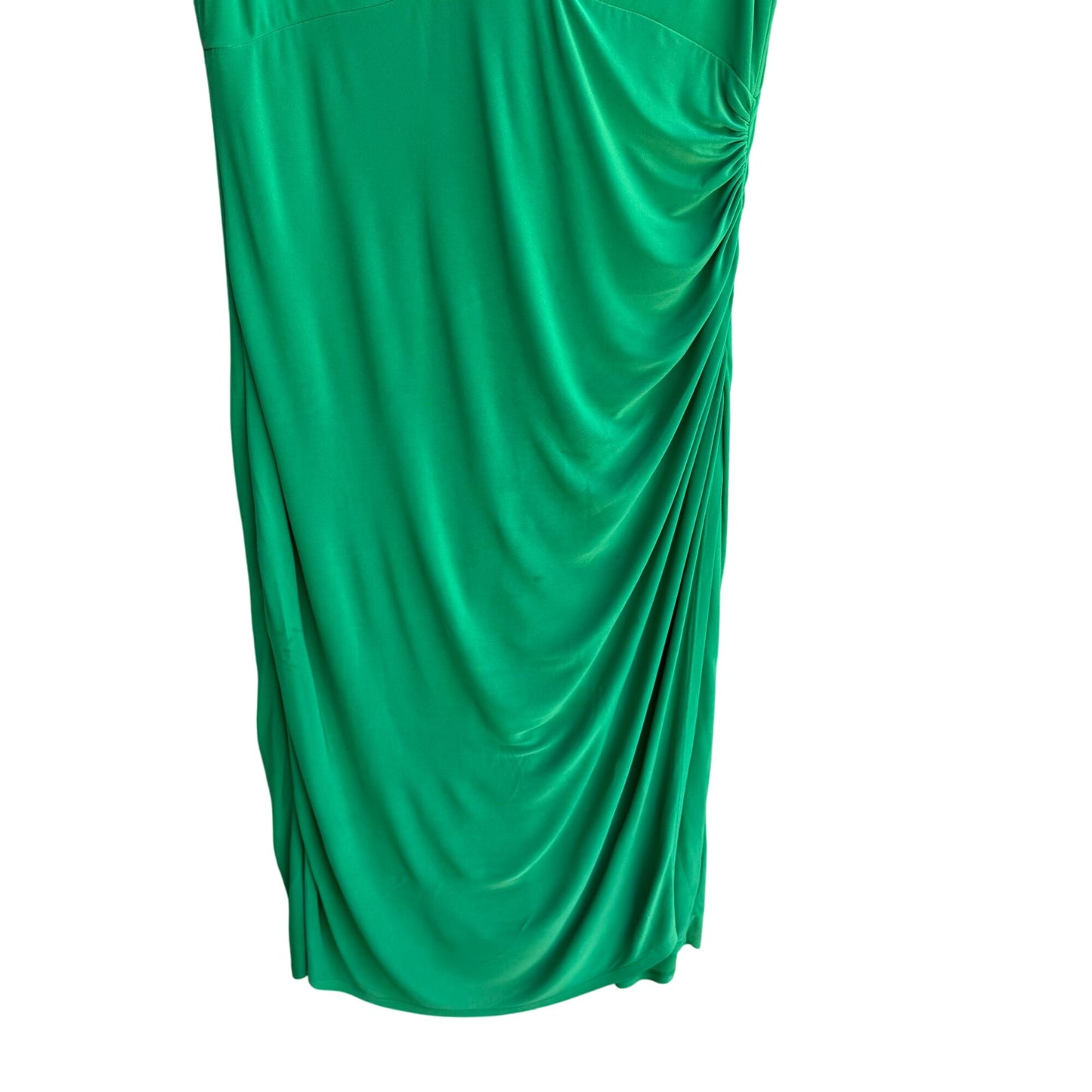 Lauren Ralph Lauren Womens Green Deep V Neck Draped Side Ruched Midi Dress 14
