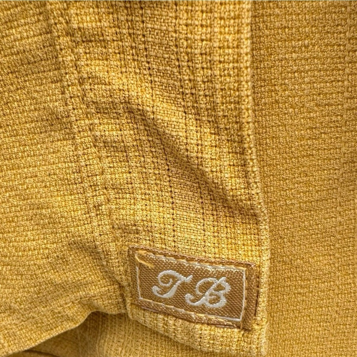 Tommy Bahama Mens XL Mustard Yellow 100% Silk Textured Long Sleeve Button Shirt