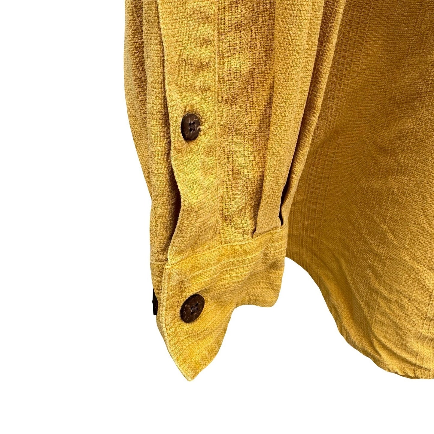 Tommy Bahama Mens XL Mustard Yellow 100% Silk Textured Long Sleeve Button Shirt