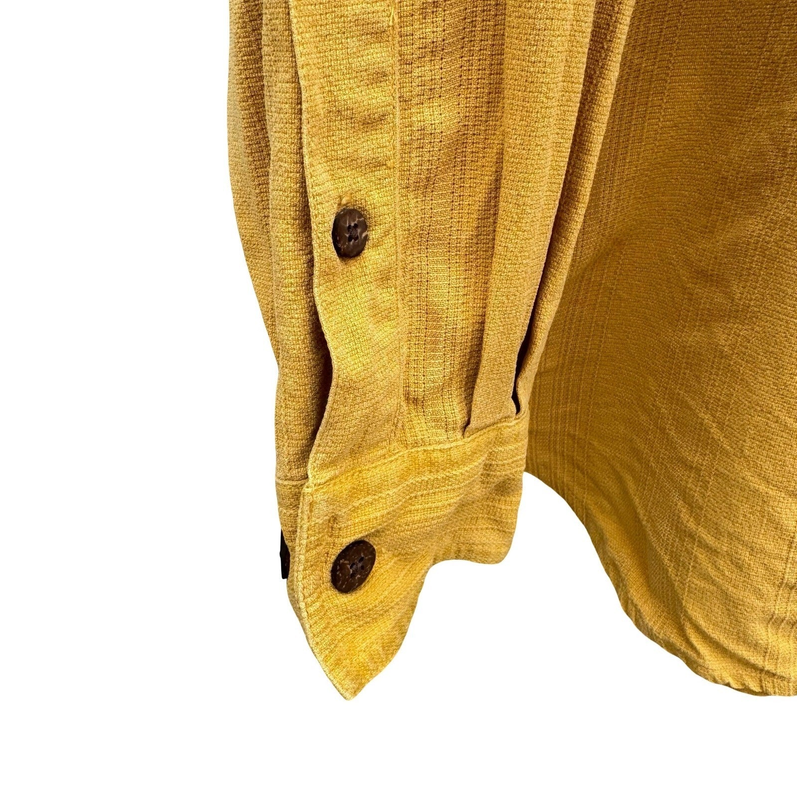 Tommy Bahama Mens XL Mustard Yellow 100% Silk Textured Long Sleeve Button Shirt