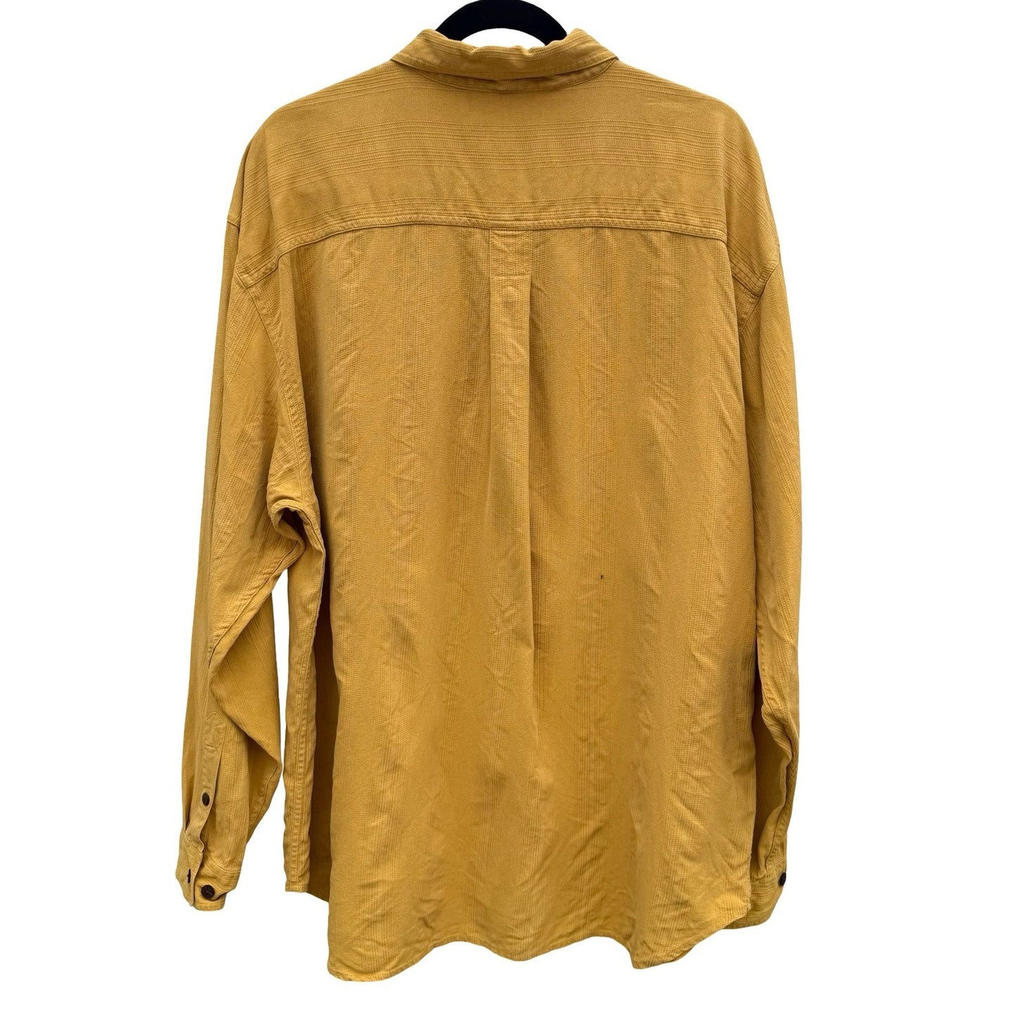 Tommy Bahama Mens XL Mustard Yellow 100% Silk Textured Long Sleeve Button Shirt
