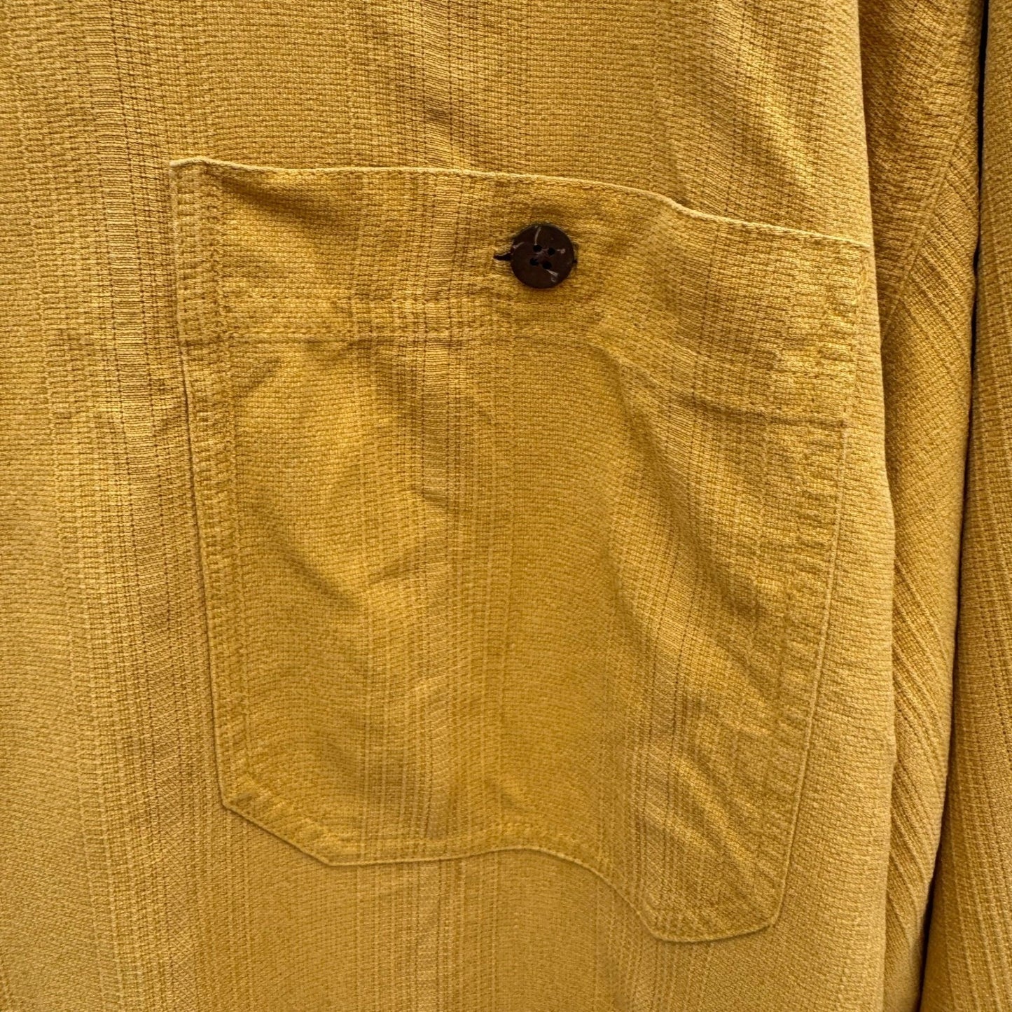 Tommy Bahama Mens XL Mustard Yellow 100% Silk Textured Long Sleeve Button Shirt