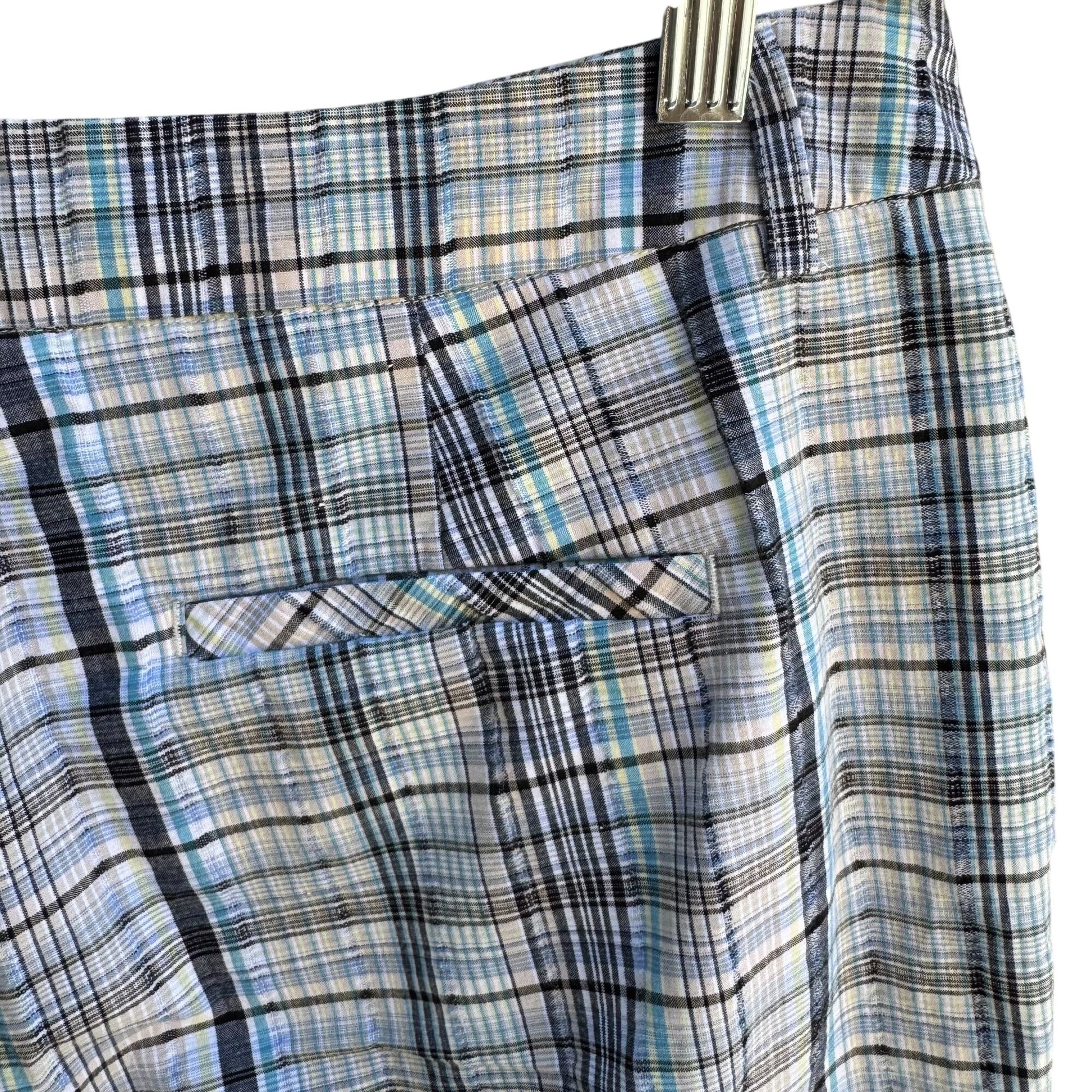 DFA New York Mens Blue White Plaid Preppy Golf Flat Front Cotton Casual Shorts 16