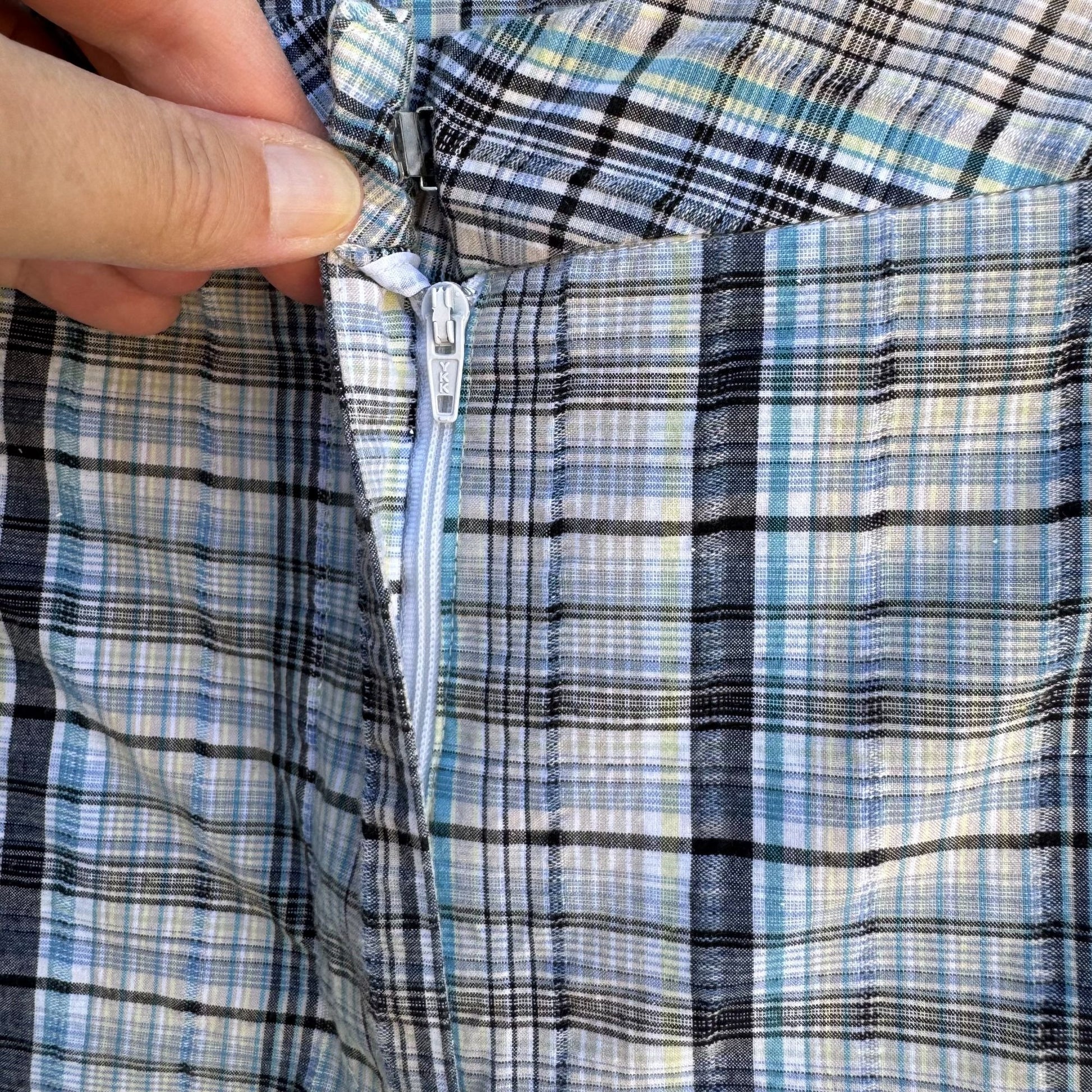 DFA New York Mens Blue White Plaid Preppy Golf Flat Front Cotton Casual Shorts 16