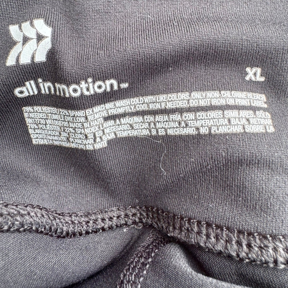 All in Motion XL Black Athletic Leggings White Side Stripe Drawstring Gym Pants