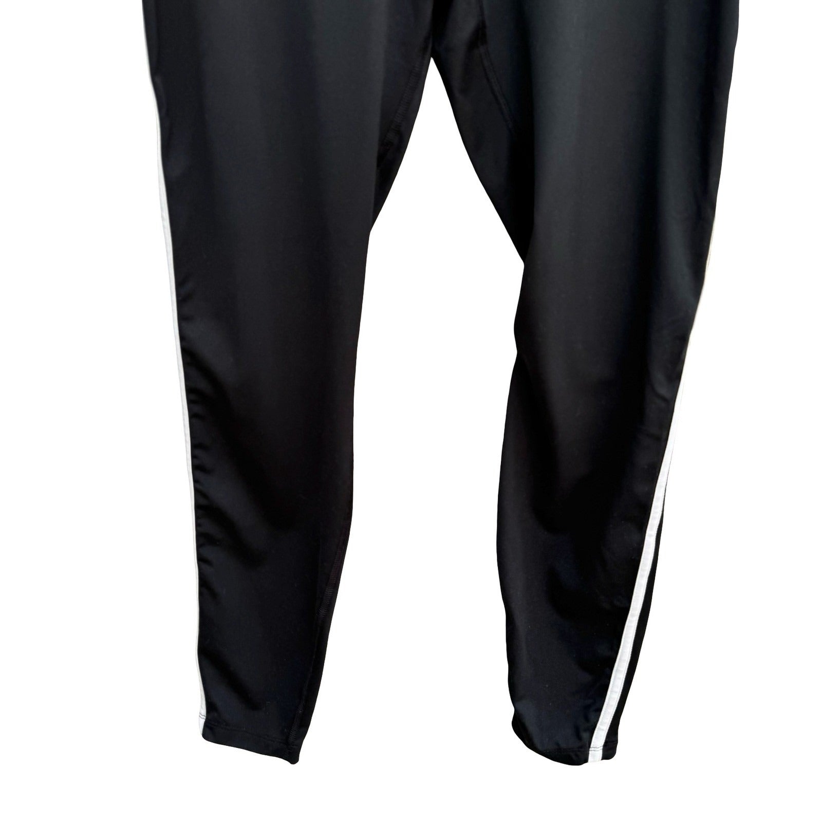 All in Motion XL Black Athletic Leggings White Side Stripe Drawstring Gym Pants